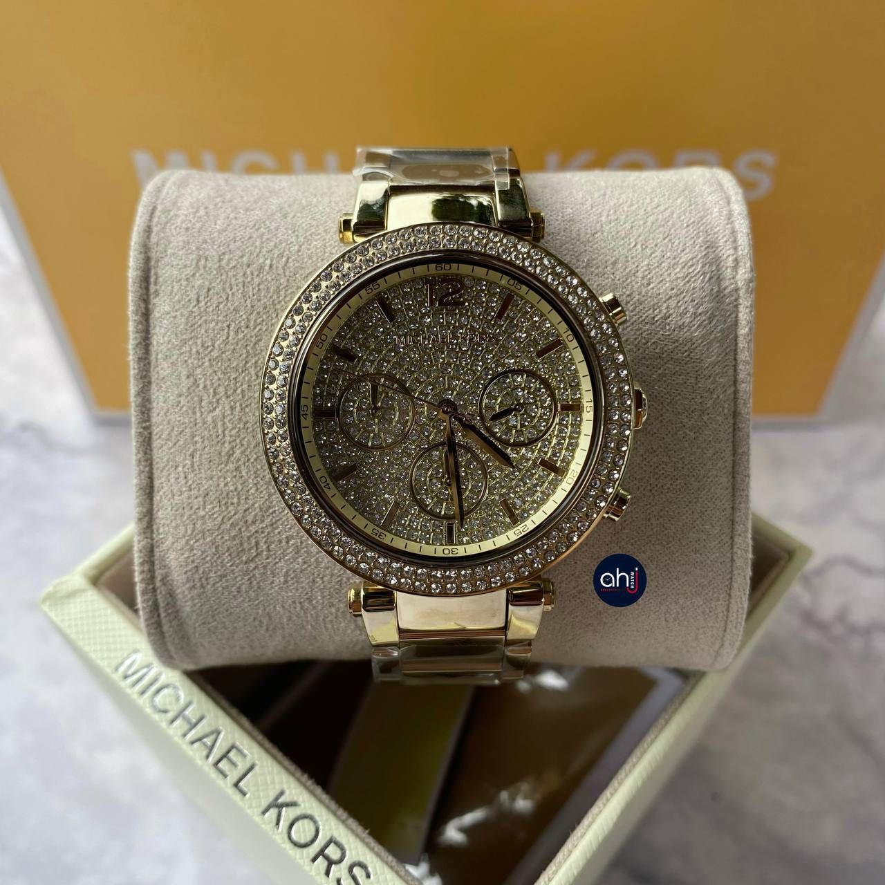 RESTOCK] ? ORIGINAL MICHAEL KORS PARKER GLITZ CHRONOGRAPH GOLD DIAL GOLD  ACETATE LADIES WATCH MK5856, Women's Fashion, Watches & Accessories,  Watches on Carousell
