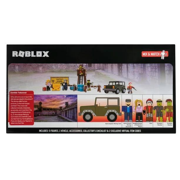 ORIGINAL Roblox Zombie Takeover Value Box [Includes Exclusive Virtual Item (Category: Designer & Blind Box Toys) located in Valenzuela. Submitted by 11francispaulo (Listing ID 1174148595, Image 3). Description: BRAND NEW ITEM ORIGINAL ROBLOX TOY WITH 2 VIRTUAL CODES ON HAND ITEM Roblox Zombie Takeover Value Box perfect for hours of play. Roblox improves eye hand coordination promotes imagination Comes with Apocalypse Rising vehicle 4x4, Apocalyps