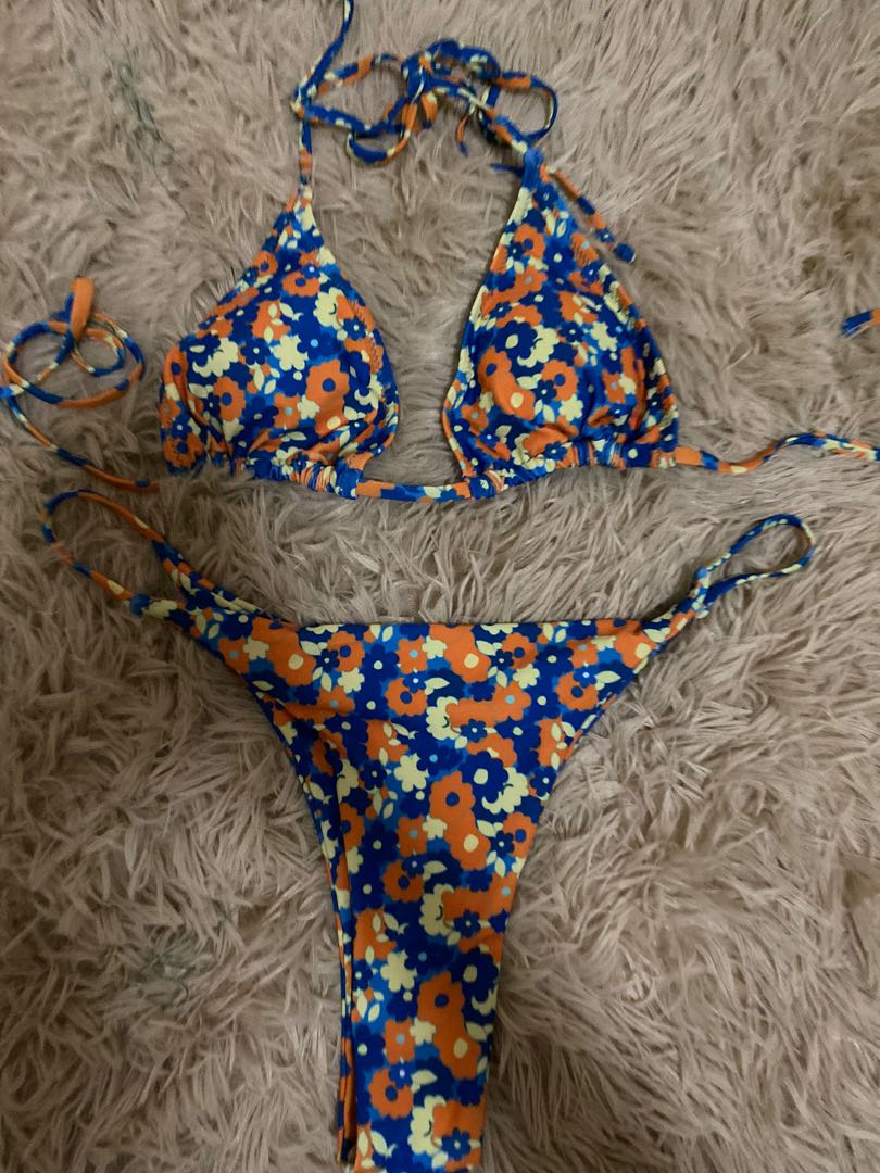 Shein floral bikini kendall jenner inspired (blue), Women's Fashion