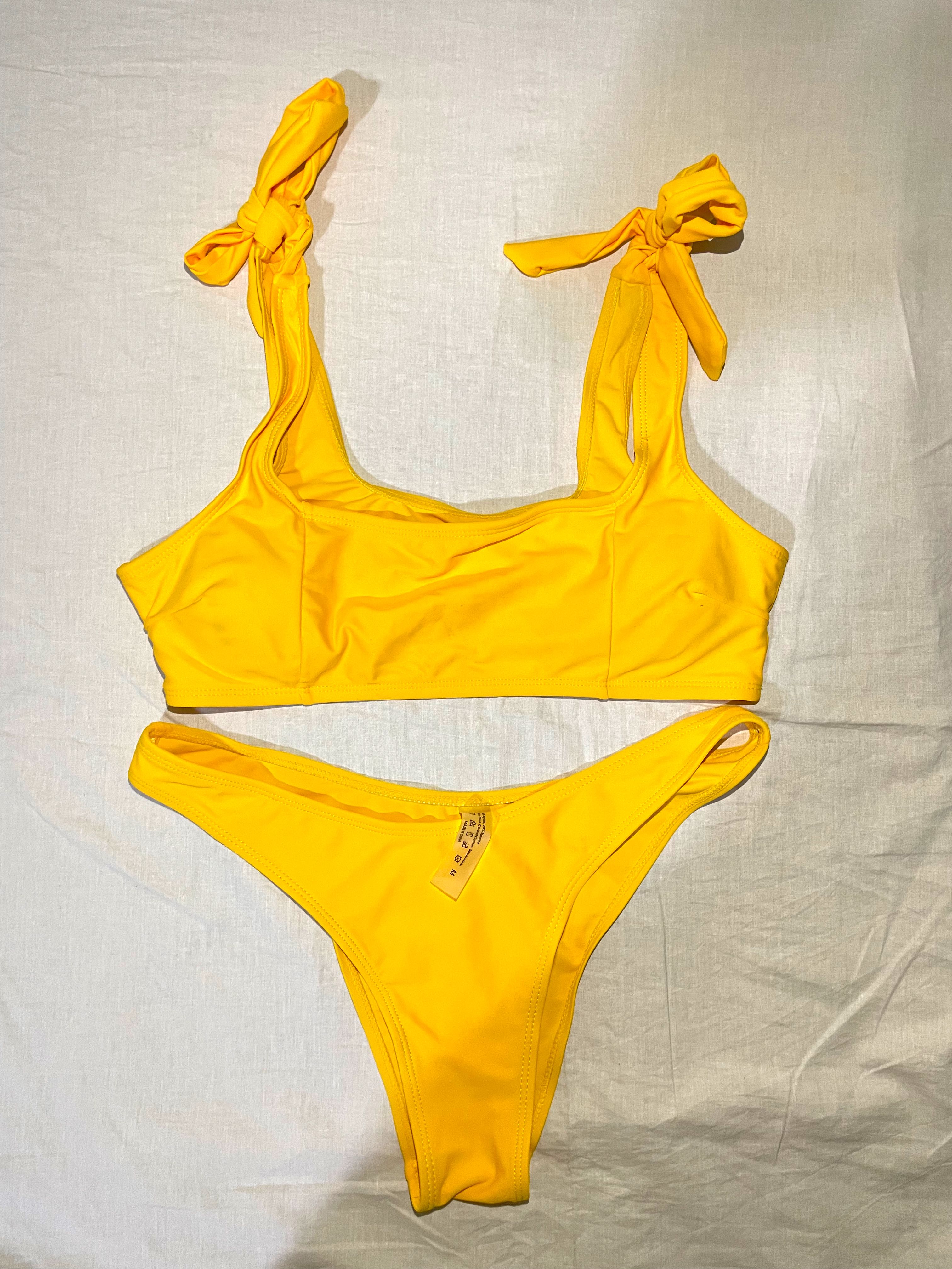 Shein Yellow Bikini, Women's Fashion, Swimwear, Bikinis & Swimsuits on ...