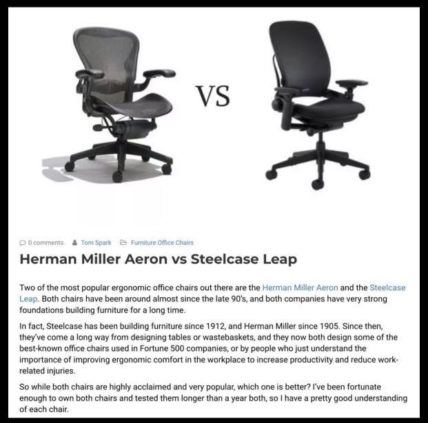 Herman miller aeron clearance vs steelcase leap