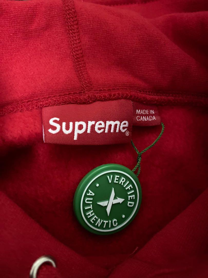 Supreme KAWS chalk logo hooded sweatshirt Red, Men's Fashion