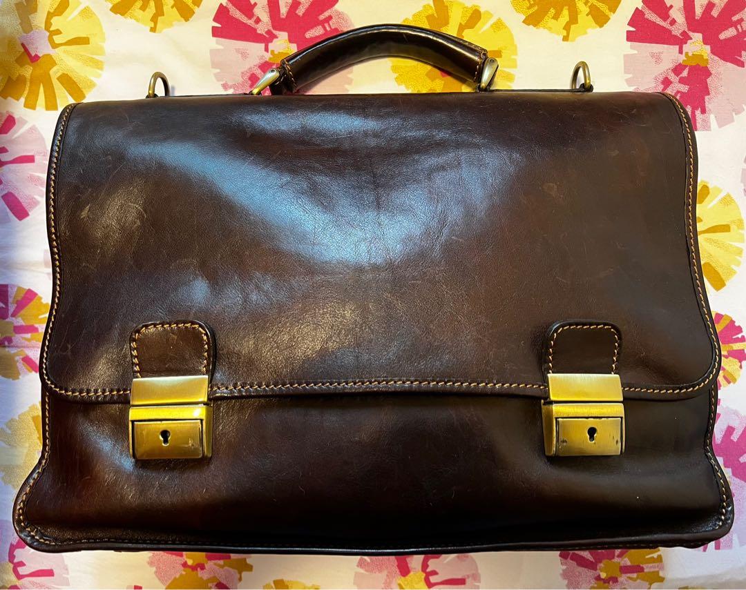 Vintage Italian leather briefcase (like new), Men's Fashion, Bags, Briefcases on Carousell