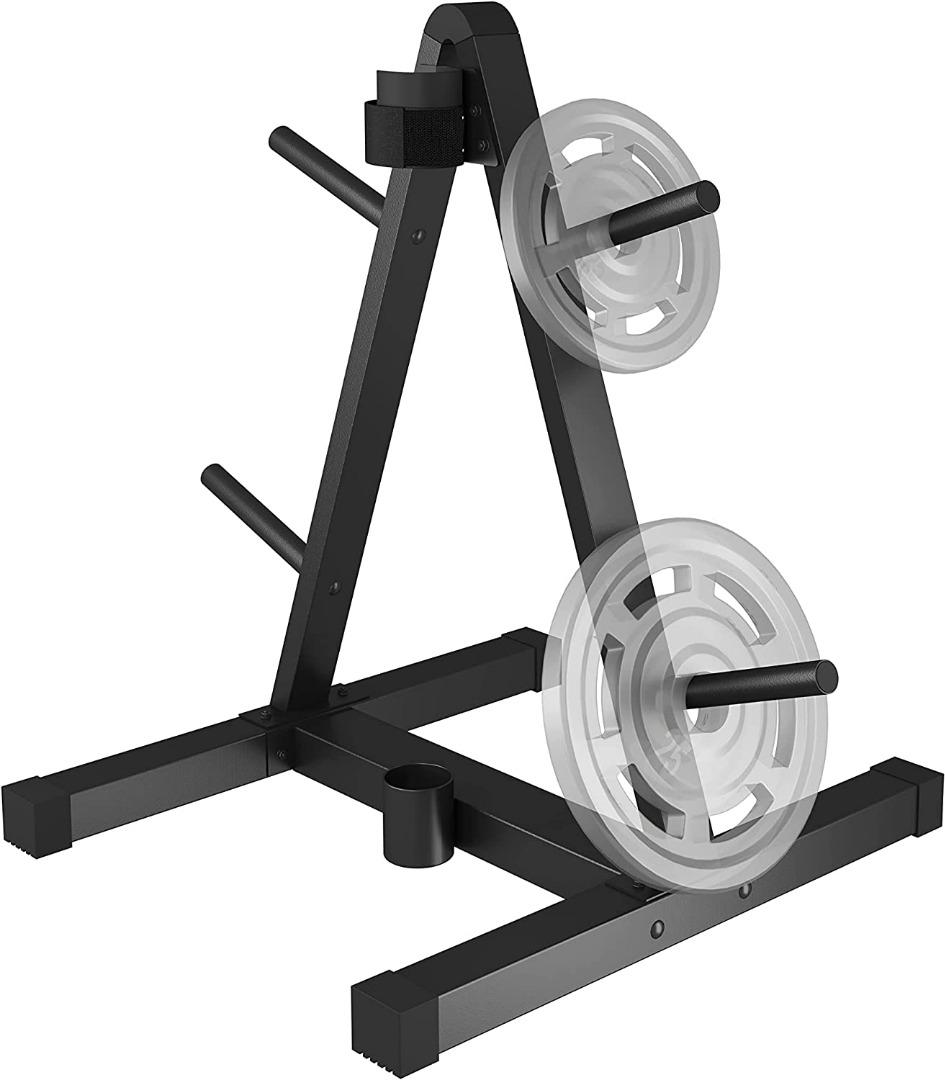 Achtro Weight Plate Rack for 1 inch 2 inch Weight Plates Standard Olympic Plate Tree with Barbell Holders Storage Rack Organizer for Home Gym Sports Equipment Other Sports Equipment and Supplies on Ca...