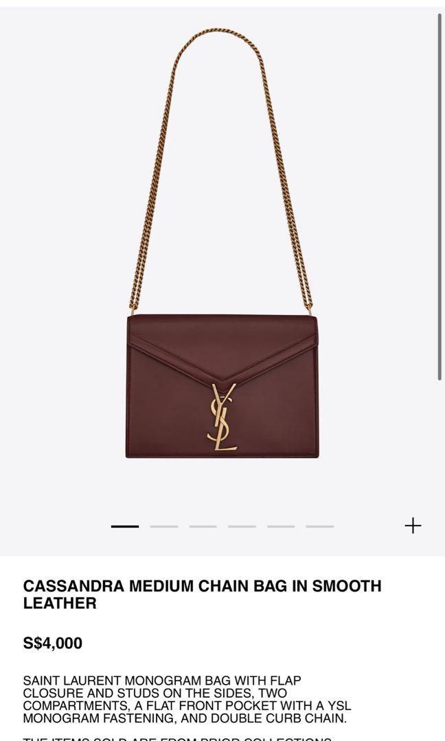 YSL CASSANDRA MEDIUM CHAIN BAG IN SMOOTH LEATHER