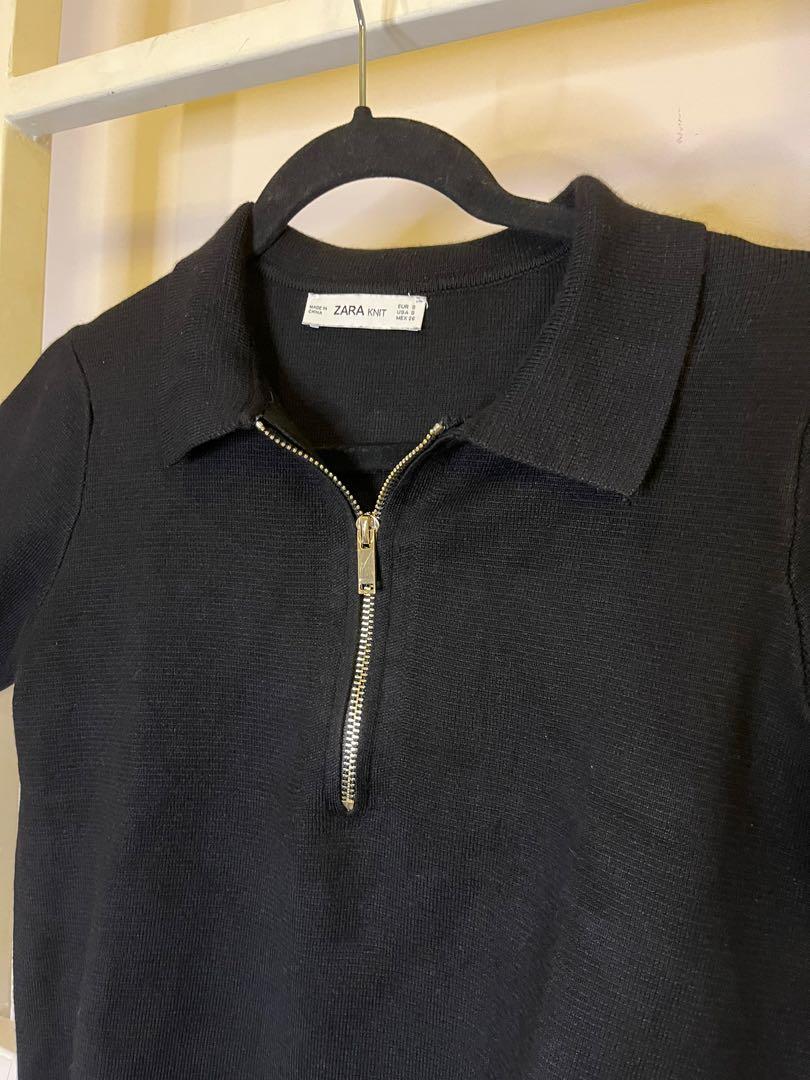 Zara black zipper collar blouse (Category: Blouses) located in Makati City. Submitted by itaclosetsale (Listing ID 1174287242, Image 2). Description: .