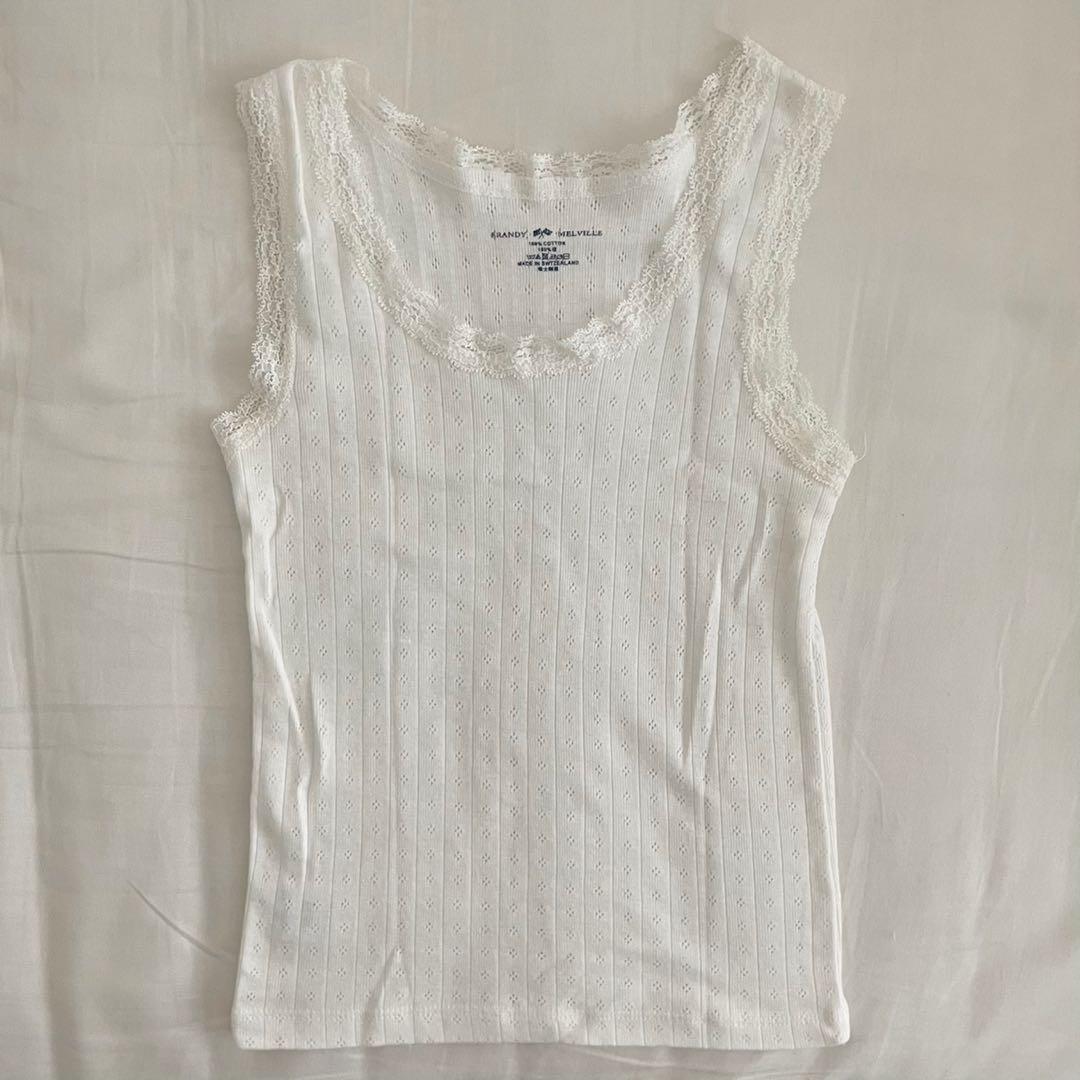 ❣️Brandy Melville~John Galt~Amara Lace Hearts 💕Tank Top~OS (Sm