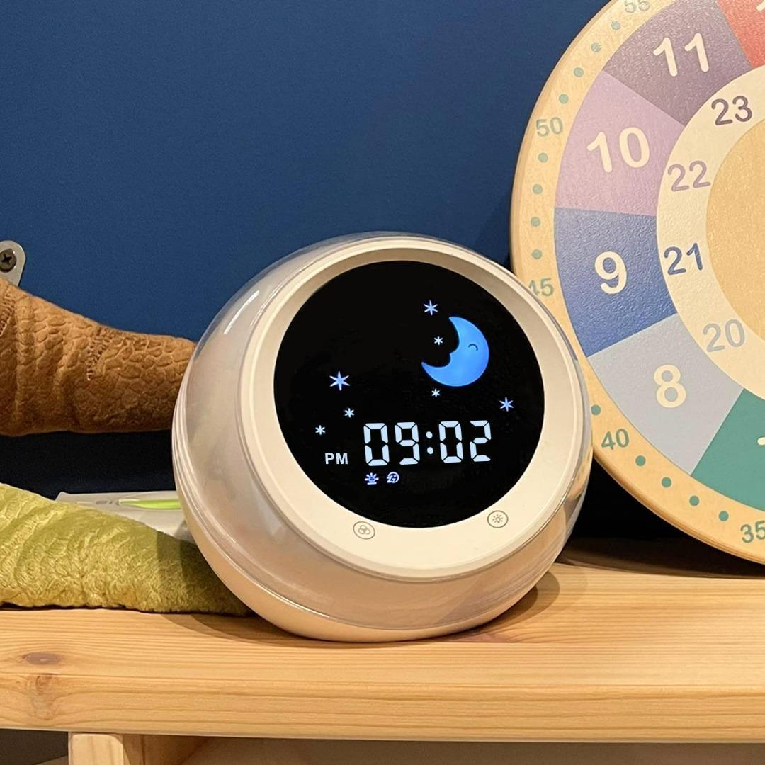 1038) I.CODE Sun & Moon Rise Kids Alarm Clock, Children's Sleep Trainer ,Sleep Sound Machine