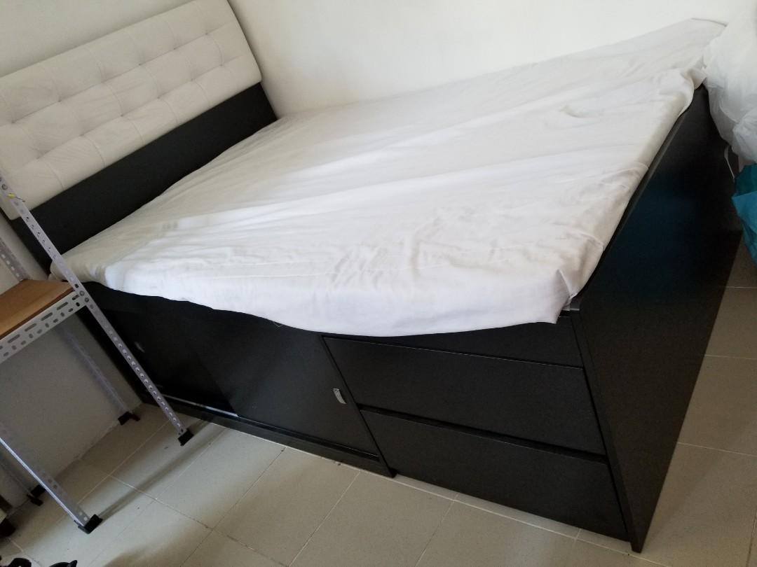 平放全新海馬床長1cm闊122cm高59cm 床頭高122cm勁大儲物空間 消費前減廢 傢俬 家居 傢俬 床架及床褥