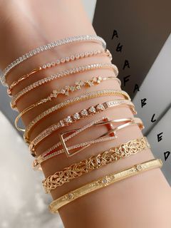 集合圖鑽石18k金手鐲💎Diamond 18k Gold Bracelet64226038579457110