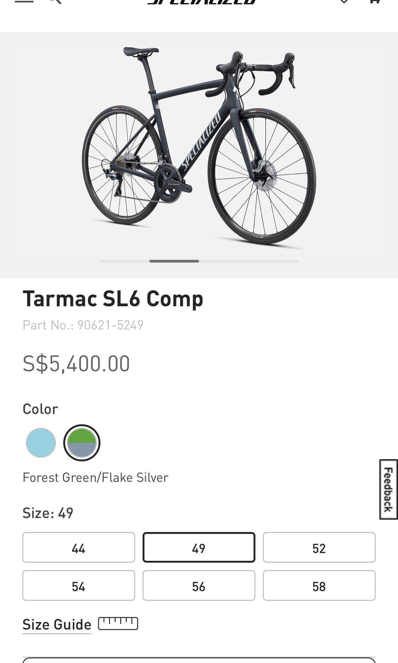 Tarmac SL6 Comp 2021 Ultegra Groupset Sports Equipment