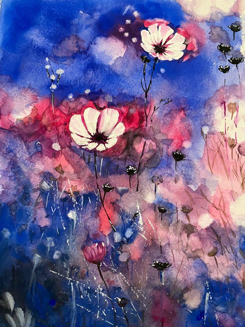 水彩畫 花 興趣及遊戲 手作 自家設計 文具及工藝 畫作及印刷品 Carousell