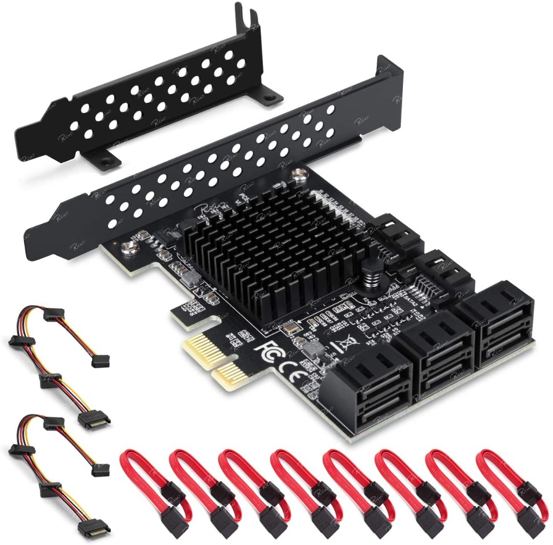 A21 Rivo PCIe SATA Card, 8 Port with 8 SATA Cable, SATA Controller ...