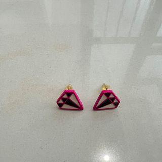 Anting anting diamond pink putih hitam cute lucu aksesoris earrings permata
