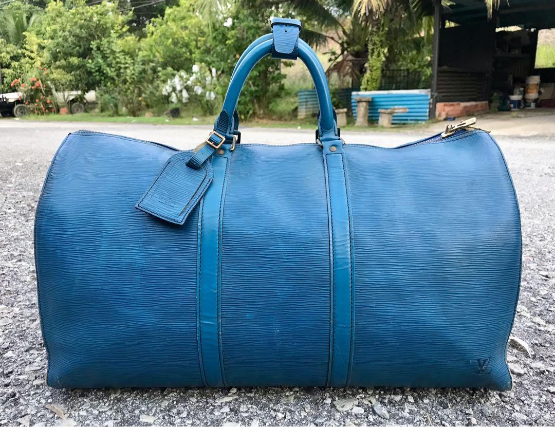 LOUIS VUITTON Epi Leather Blue Keepall 50 Travel Bag