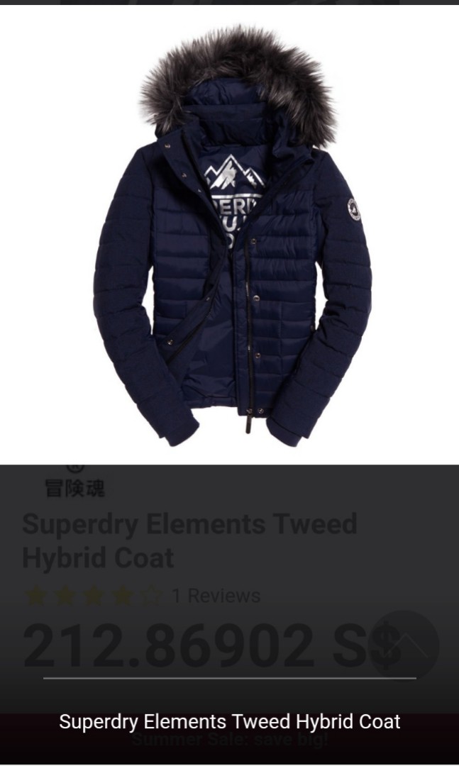 Authentic Superdry Elements Tweed Hybrid Hood Jacket Women s Fashion Coats Jackets and Outerwear on Carousell