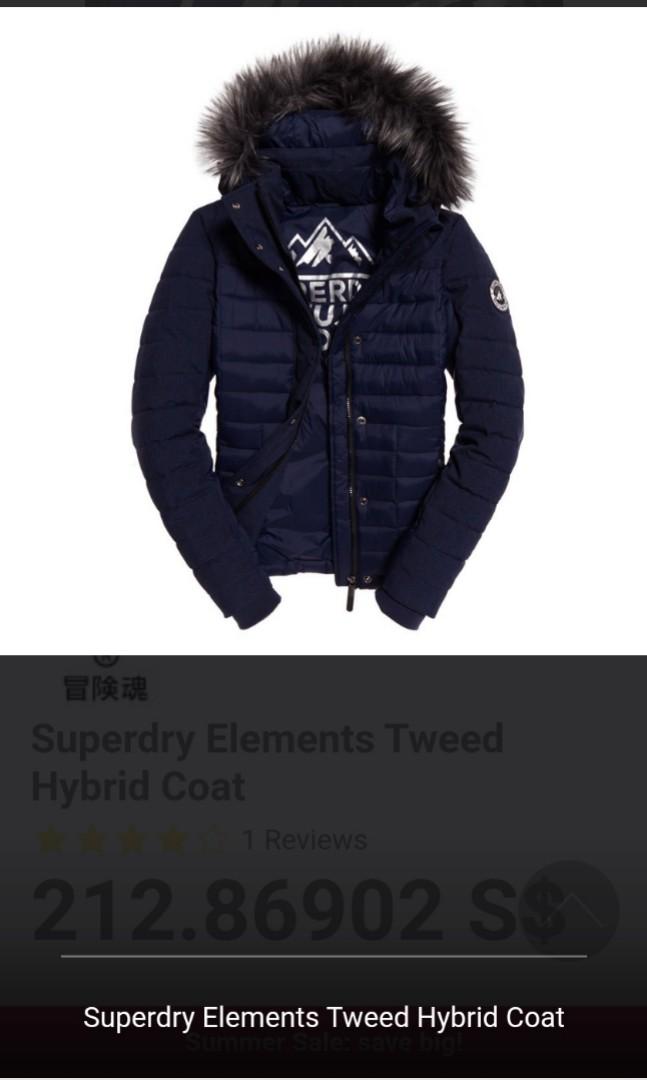 Authentic Superdry Elements Tweed Hybrid Hood Jacket Women s Fashion Coats Jackets and Outerwear on Carousell