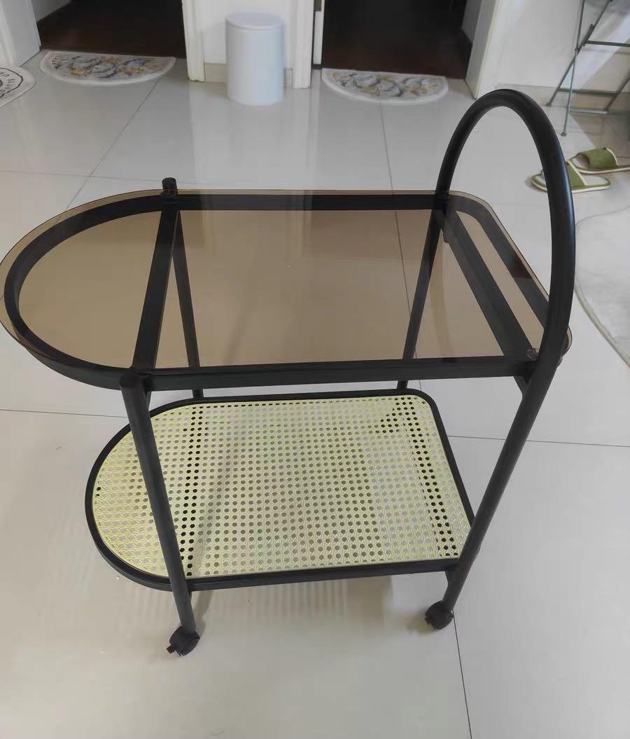 Bar cart/ side table (rattan design), Furniture & Home Living