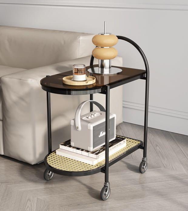 Bar cart/ side table (rattan design), Furniture & Home Living