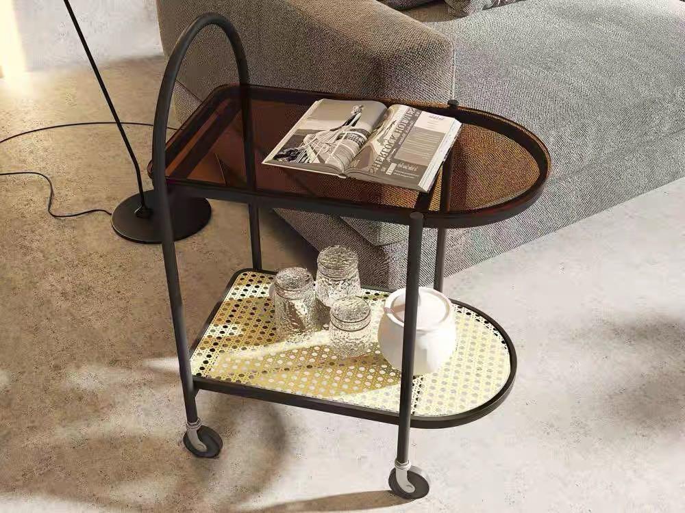 Bar cart/ side table (rattan design), Furniture & Home Living