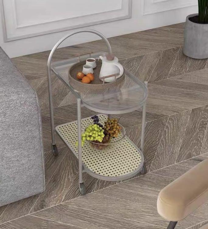 Bar cart/ side table (rattan design), Furniture & Home Living