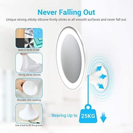 10X magnifying mirror with lights BEQOOL Makeup Mirror Bathroom Mirror 360 Rotation Super Strong Locking Suction Light Rechargeable Upgraded Version Dimmable Light LED Travel Vanity Mirror 