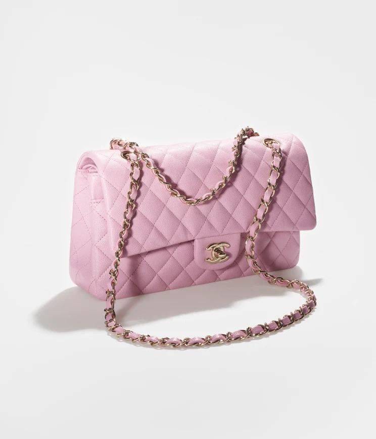 🔥BNIB🔥, Chanel Classic Handbag, Standard, Pink, Black, Grained  Calfskin & Gold-Tone Metal