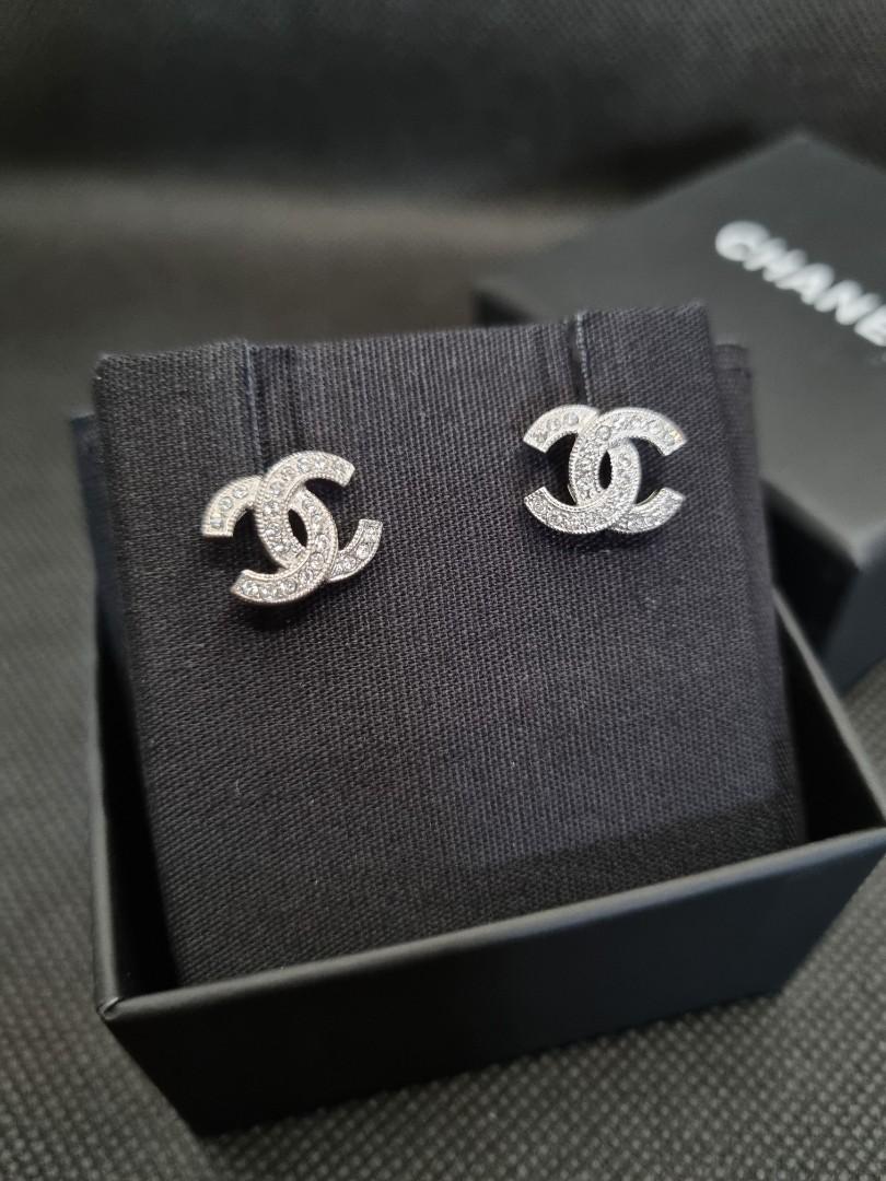 Buy PreOwned CHANEL CC Crystal Silver Earrings