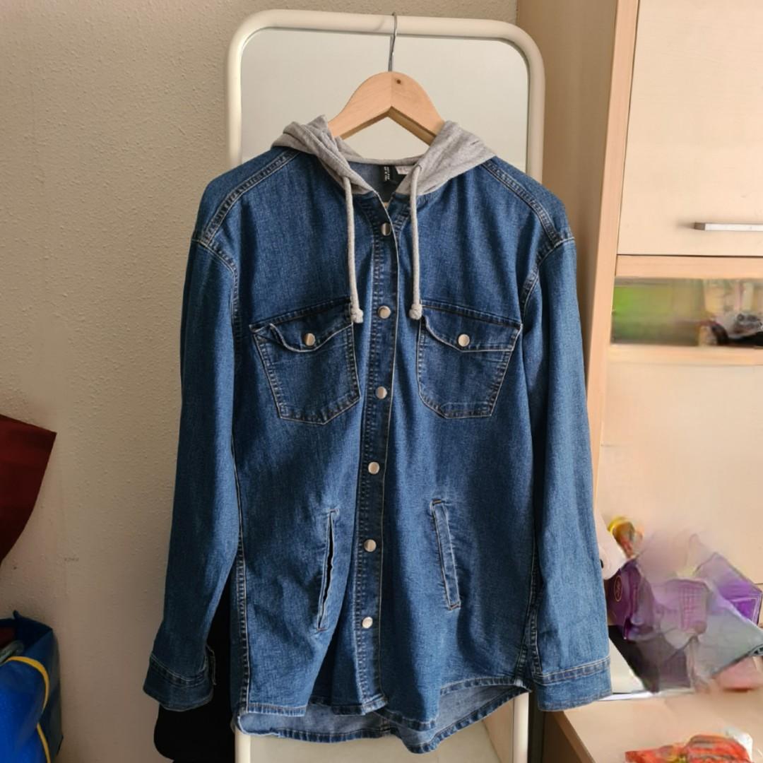 Hooded denim 2025 jacket womens h&m