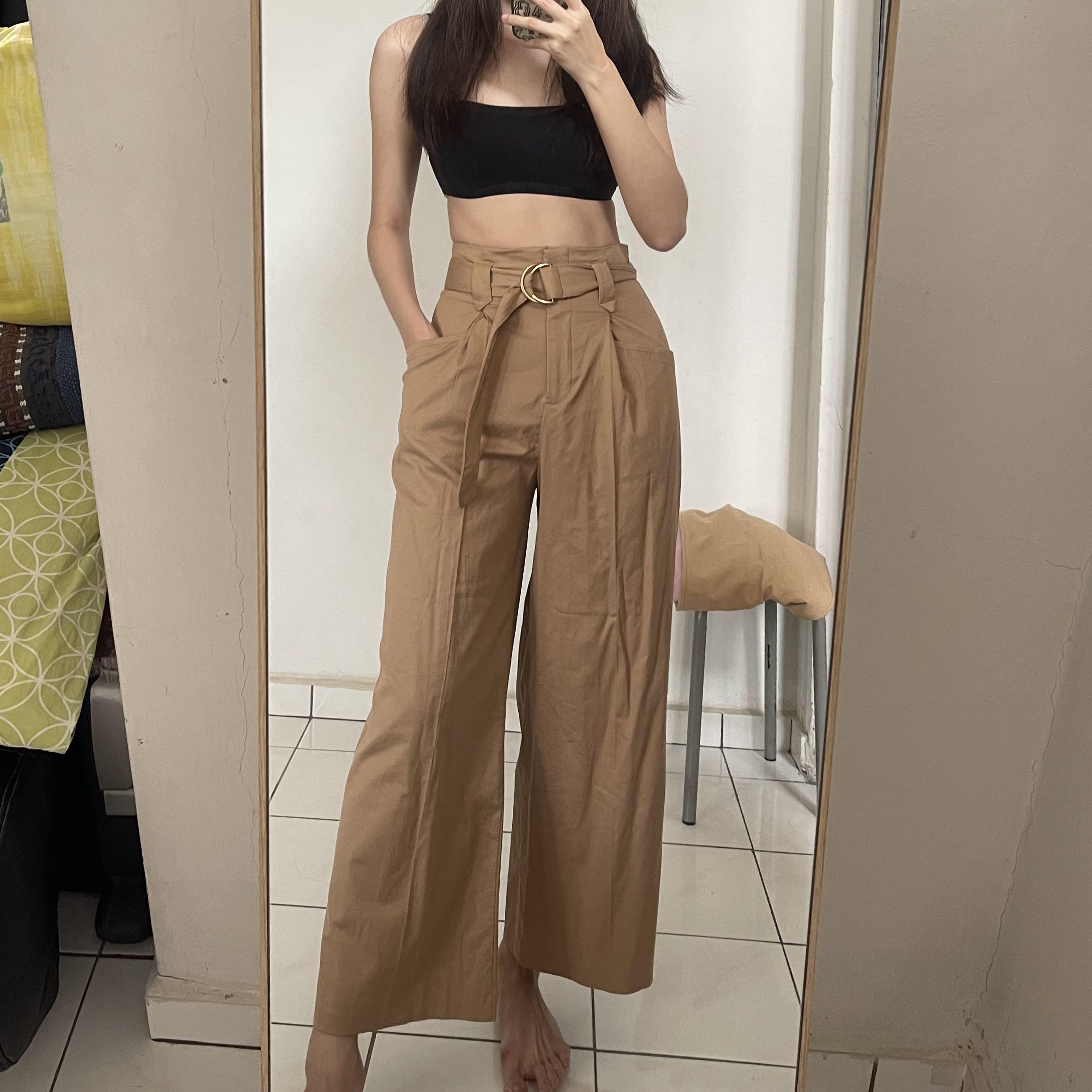 Zara high waisted trousers w belt, Women's Fashion, Bottoms, Other Bottoms  on Carousell