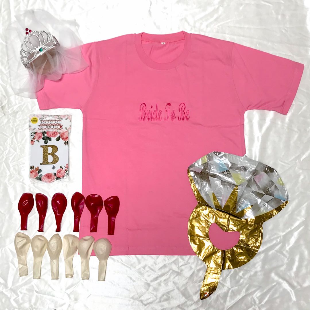 Bridal Shower Accessories sash+banner +crown+veil+balloons, Hobbies