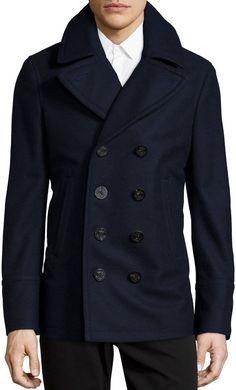 Burberry Brit Men's Double Breasted Wool Cashmere Pea Coat, Luxury, Apparel  on Carousell