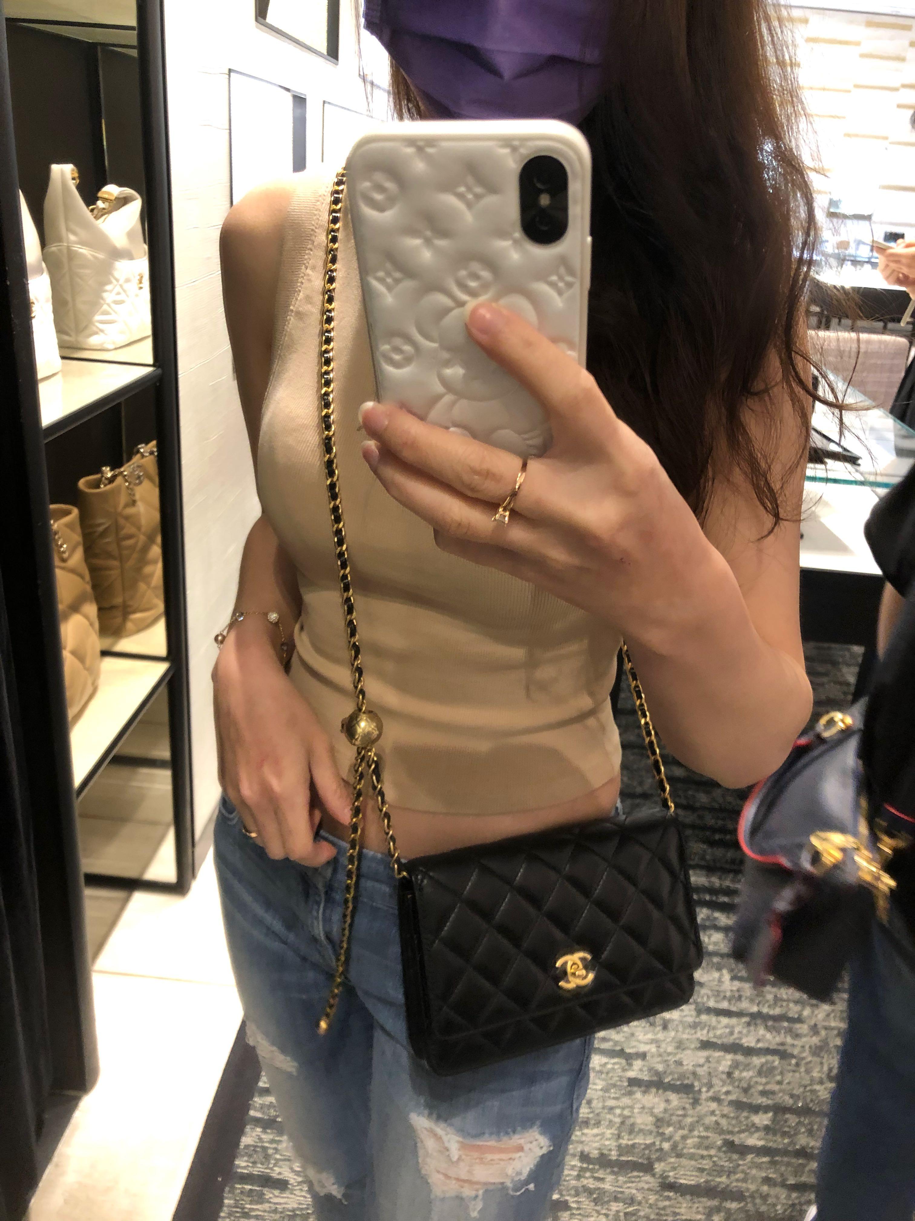 Chanel Black 2022 Pearl Crush Wallet on Chain