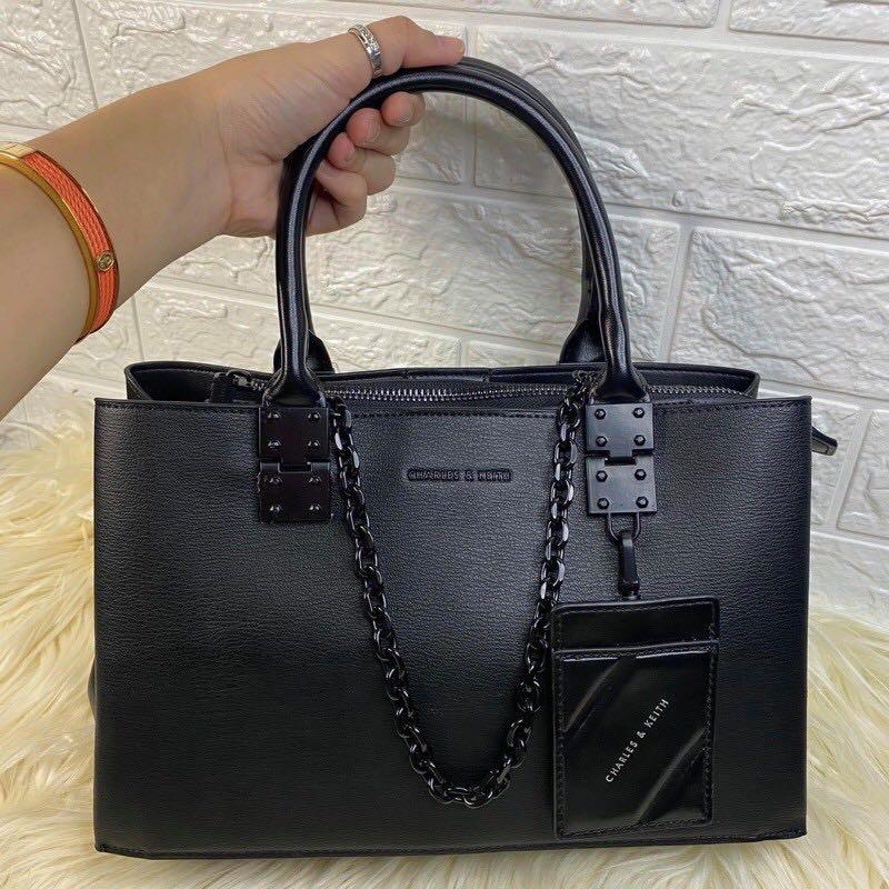 Double Top Handle Structured Bag - Ultra-Matte Black