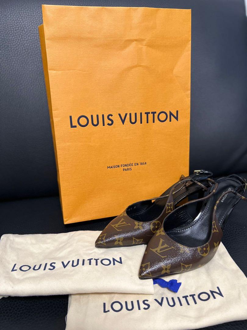 Louis Vuitton Black Monogram Canvas and Patent Leather Cherie Slingback  Pumps Size 38 Louis Vuitton
