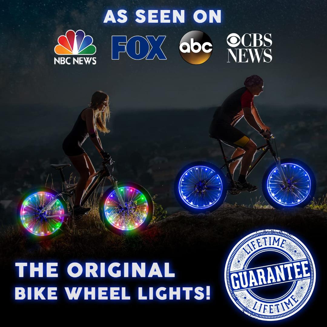 2 Tire Pack Including Batteries ,Bicycle Wheel Lights Super Colorful,Bright,Waterproof.3D Bicycle Spoke Led Lights is Good Gift for Cycling Accessories,Kids,Girls,Men,Parties. Led Bike Wheel Lights 