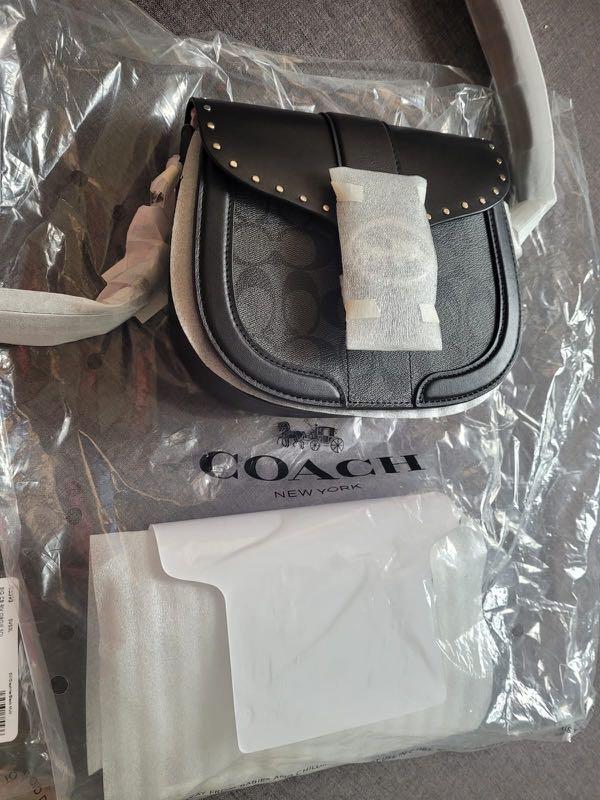 Coach Saddle Bag In Colorblock Signature Canvas with Rivets