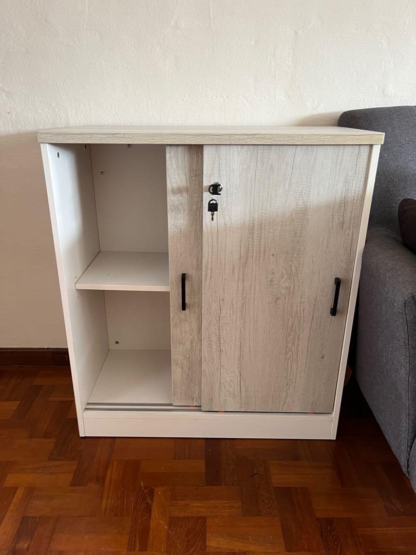 Filing file book shelf storage with sliding doors and lock