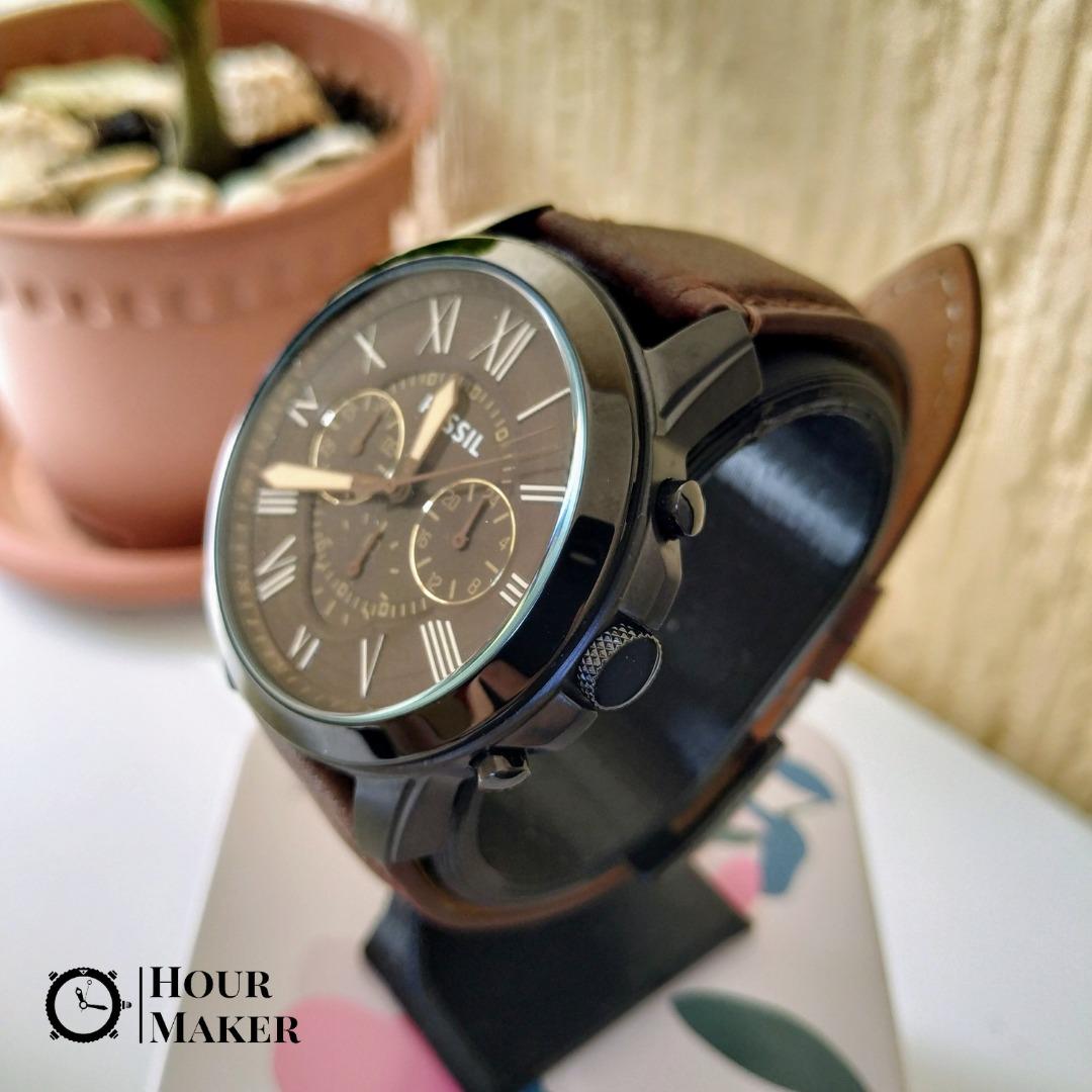 Fossil Grant Chronograph Brown Leather Watch, Men's Fashion, Watches