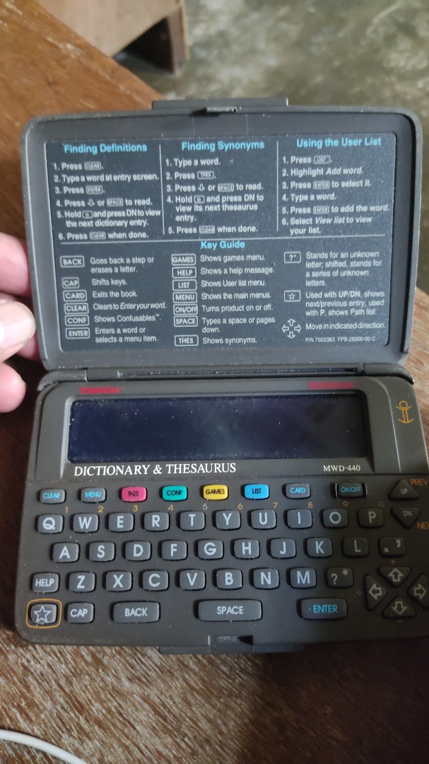 Vintage Franklin Bookman Electronic Dictionary & Thesaurus Model MWD-640 - Works - 1989 Merriam Webster Inc
