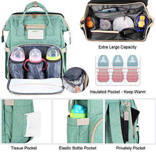 Happy Luoka Diaper Backpack with USB Charge Port Extendable Nappy Bag ...
