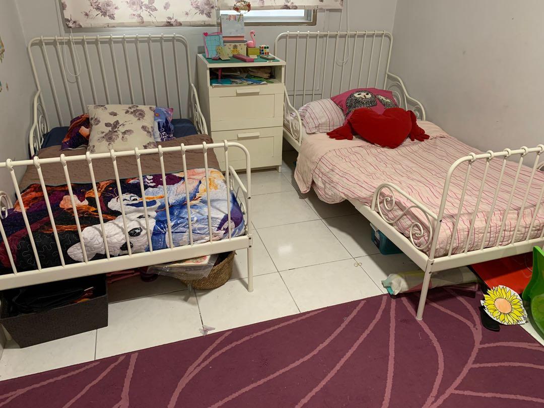 IKEA Minnen extendable bed + mattress, Babies & Kids, Baby Nursery