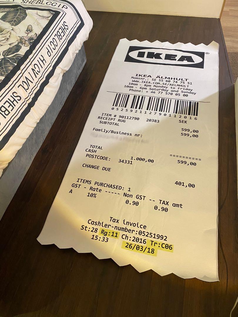 Ikea receipt carpetipoh area, Furniture & Home Living, Home
