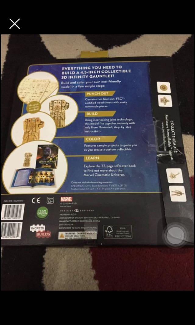 Infinity gauntlet build figure (Category: Figurines & Statues) located in Manila. Submitted by boyhet.thrift15 (Listing ID 1174508531, Image 2). Description: Infinity gauntlet build figure bnew selling 800.
