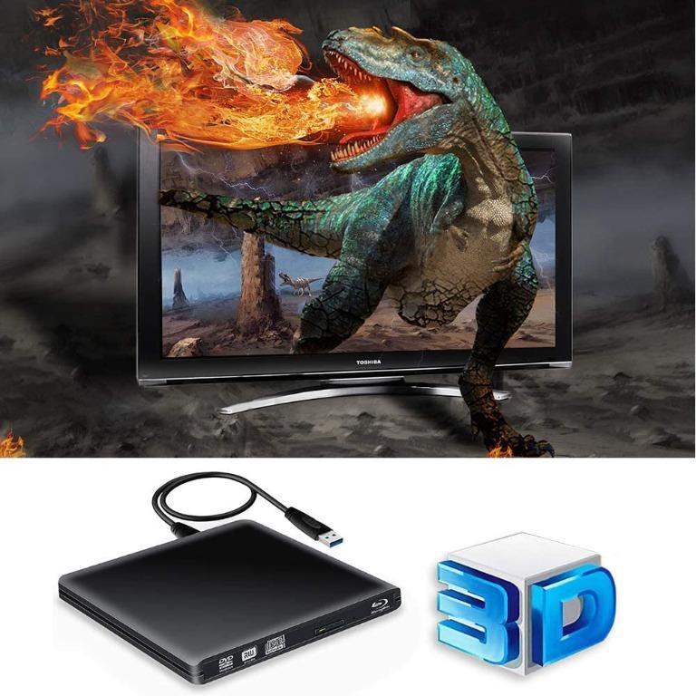 K43 External Blu Ray DVD Drive 3D,USB 3.0 Bluray Disc Burner Reader
