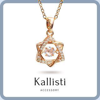 Kallisti【星光璀璨】鈦鋼鍍18K 防過敏 防褪色-玫瑰金｜項鍊