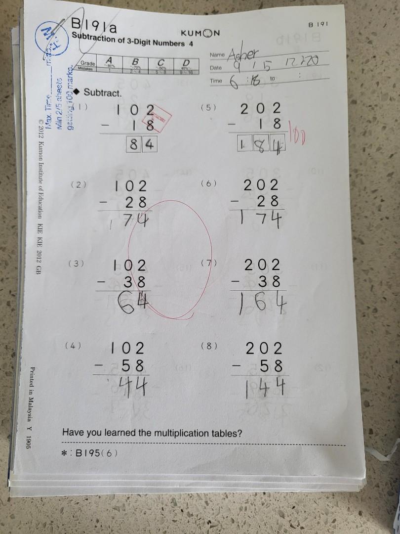 Kumon math level b hobbies toys books magazines assessment books