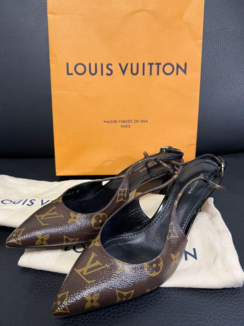 Louis Vuitton Monogram Canvas and Vernis Leather Cherie Pumps Size 38.5
