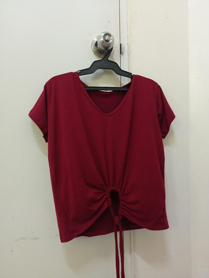 Maroon blouse, Women's Fashion, Tops, Blouses on Carousell