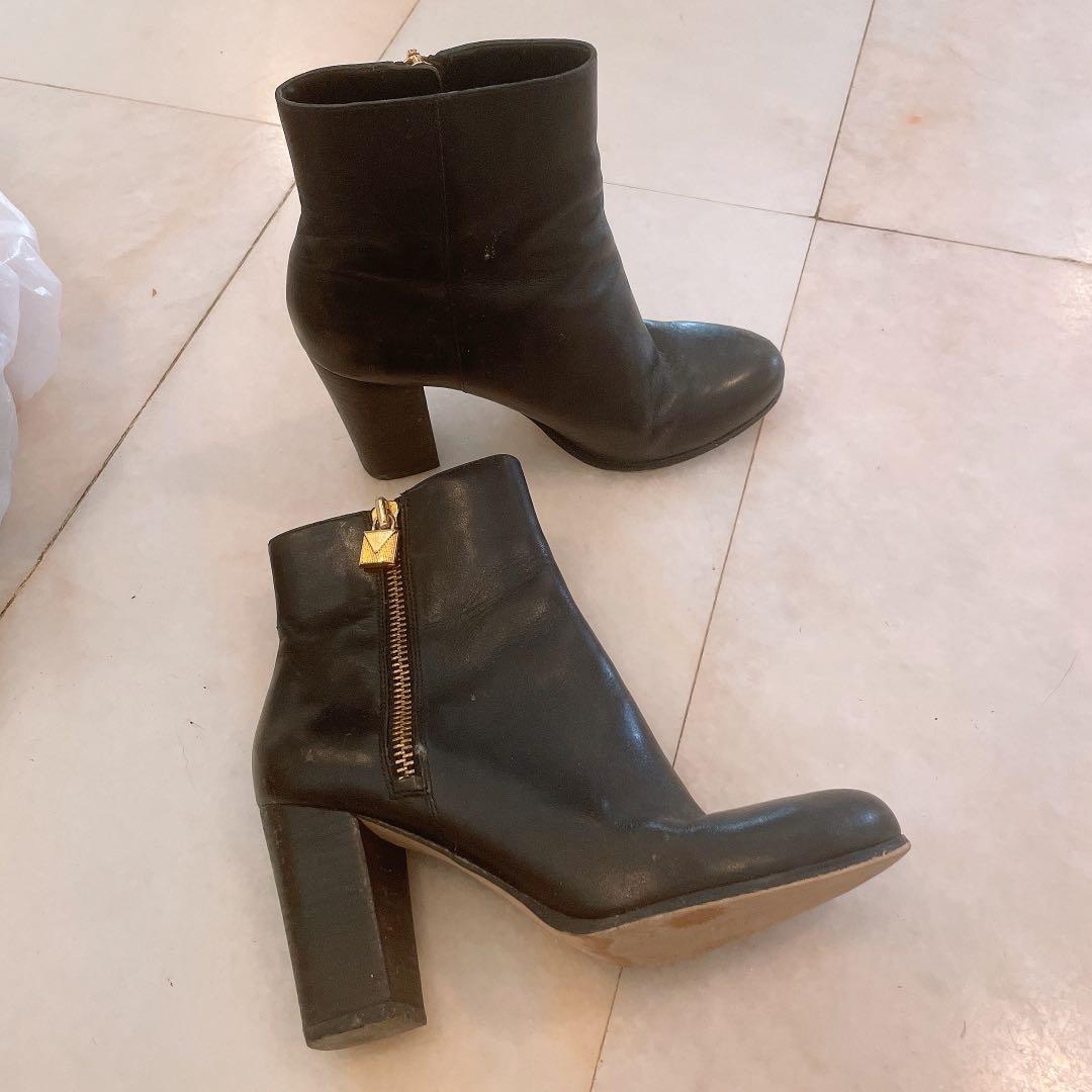Michael Kors Leather Boots, Women's Fashion, Footwear, Heels on Carousell